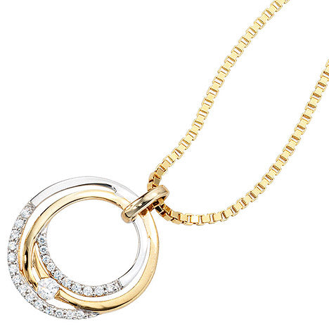Anhänger rund 333 Gold Gelbgold bicolor mit Zirkonia Goldanhänger