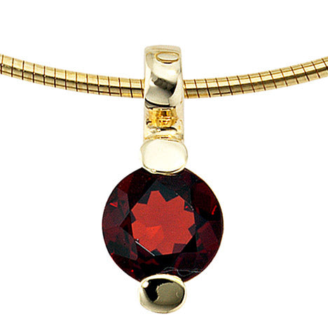 Anhänger rund 585 Gold Gelbgold 1 Granat rot Goldanhänger