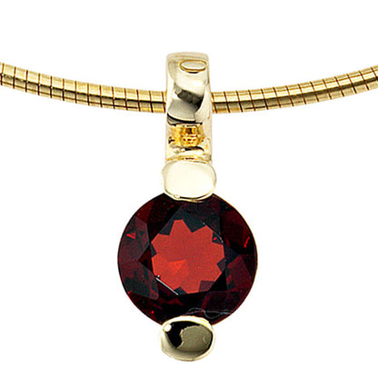 Anhänger rund 585 Gold Gelbgold 1 Granat rot Goldanhänger