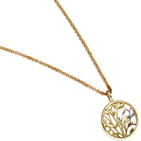 Anhänger rund 585 Gold Gelbgold Weißgold bicolor 1 Diamant Brillant 0 02ct.