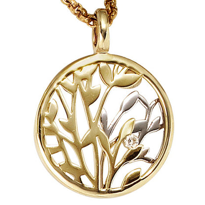 Anhänger rund 585 Gold Gelbgold Weißgold bicolor 1 Diamant Brillant 0 02ct.