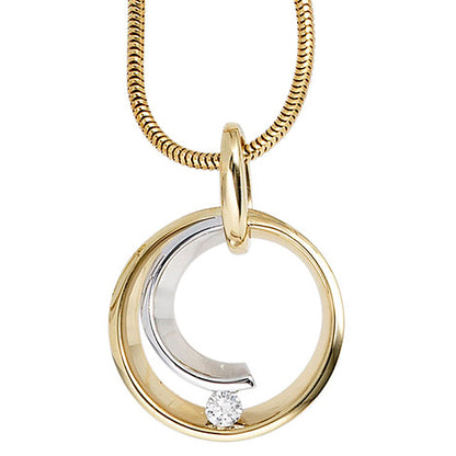 Anhänger rund 585 Gold Gelbgold Weißgold bicolor 1 Diamant Brillant 0 10ct.