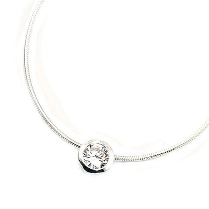 Anhänger rund 925 Sterling Silber 1 Zirkonia