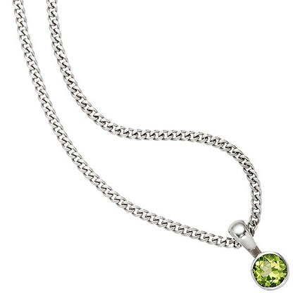 Anhänger rund 925 Sterling Silber rhodiniert 1 Peridot grün