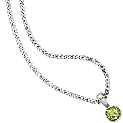 Anhänger rund 925 Sterling Silber rhodiniert 1 Peridot grün