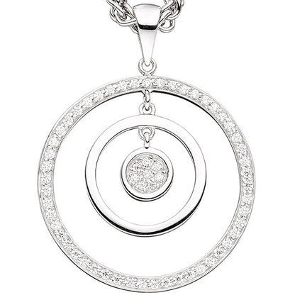 Anhänger rund 925 Sterling Silber rhodiniert mit Zirkonia