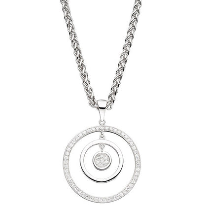 Anhänger rund 925 Sterling Silber rhodiniert mit Zirkonia