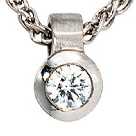 Anhänger rund 950 Platin matt 1 Diamant Brillant 0 12ct. Platinanhänger