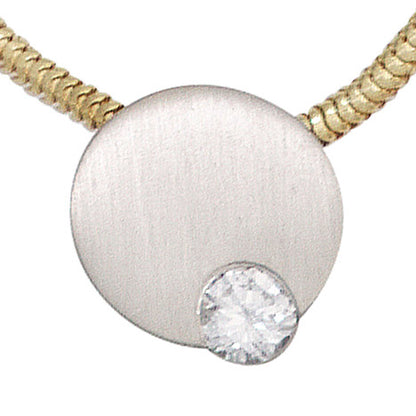 Anhänger rund 950 Platin matt 1 Diamant Brillant 0 16ct. Platinanhänger