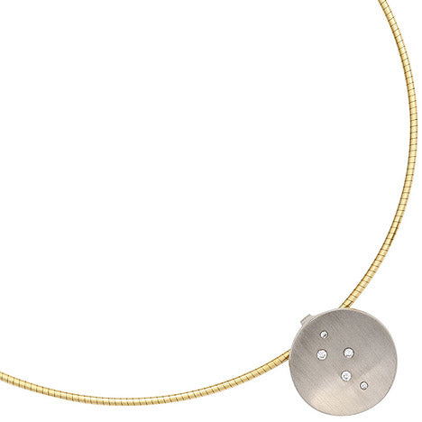 Anhänger rund 950 Platin matt 5 Diamanten Brillanten 0 05ct. Platinanhänger
