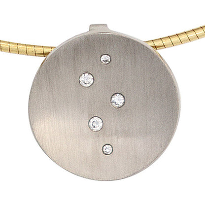 Anhänger rund 950 Platin matt 5 Diamanten Brillanten 0 05ct. Platinanhänger