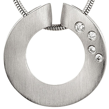 Anhänger rund 950 Platin mattiert 4 Diamanten Brillanten 0 06ct. Platinanhänger