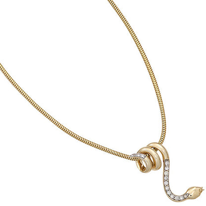 Anhänger Schlange 585 Gold Gelbgold 14 Diamanten Brillanten Schlangenanhänger
