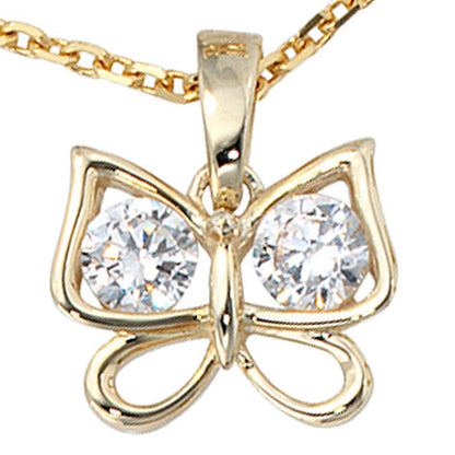 Anhänger Schmetterling 333 Gold Gelbgold 2 Zirkonia