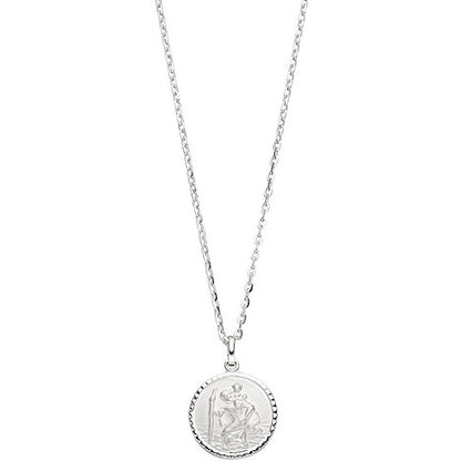 Anhänger Schutzpatron Christopherus rund 925 Sterling Silber mattiert