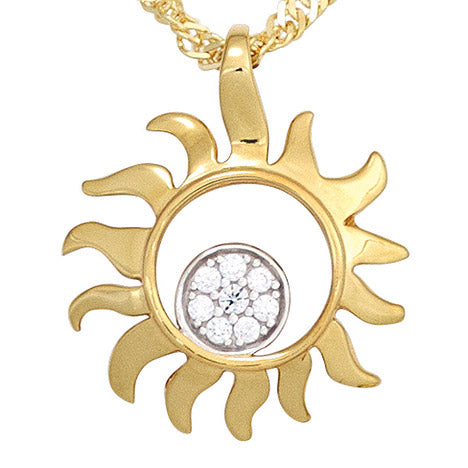 Anhänger Sonne 585 Gold Gelbgold bicolor 8 Diamanten Brillanten 0 07ct.