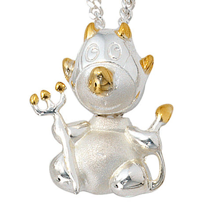 Anhänger Teufel 925 Sterling Silber bicolor vergoldet mattiert