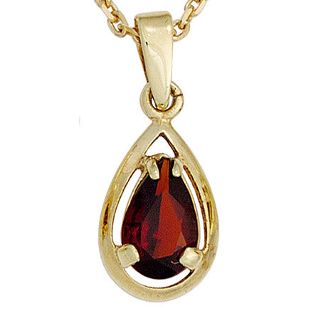 Anhänger Tropfen 333 Gold Gelbgold 1 Granat rot Goldanhänger
