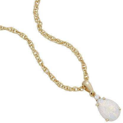 Anhänger Tropfen 585 Gold Gelbgold 1 Opal 1 Diamant Brillant 0 02ct.
