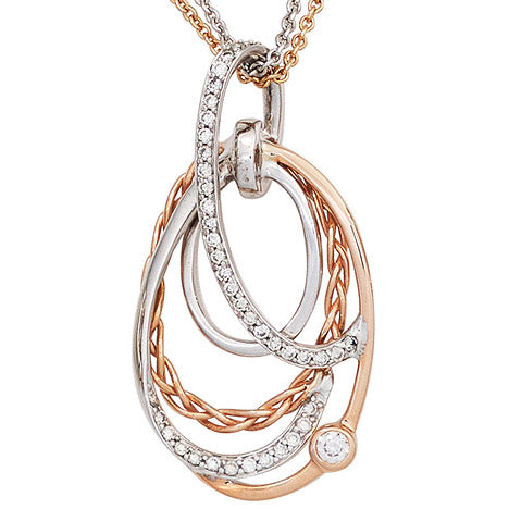 Anhänger verschlungen 585 Gold Weißgold Rotgold bicolor 41 Diamanten Brillanten