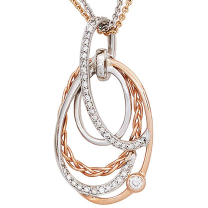 Anhänger verschlungen 585 Gold Weißgold Rotgold bicolor 41 Diamanten Brillanten