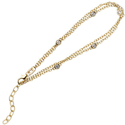 Armband 2-reihig 925 Sterling Silber gold vergoldet 5 Zirkonia 21 cm verkürzbar