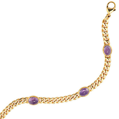 Armband 585 Gold Gelbgold 19 cm 4 Amethyst-Chabochons lila violett Goldarmband