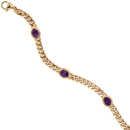 Armband 585 Gold Gelbgold 19 cm 4 Amethyst-Chabochons lila violett Goldarmband
