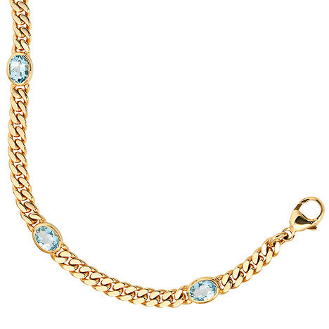 Armband 585 Gold Gelbgold 19 cm 4 Blautopase hellblau blau Goldarmband Karabiner