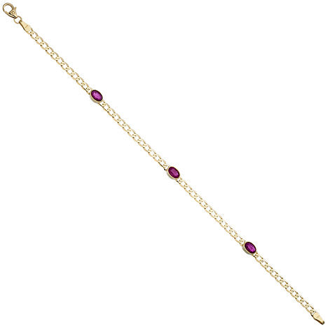 Armband 585 Gold Gelbgold 3 Rubine rot 19 5 cm Goldarmband Rubinarmband