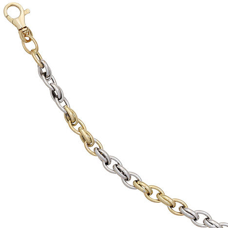 Armband 585 Gold Gelbgold Weißgold bicolor 19 cm Goldarmband Karabiner