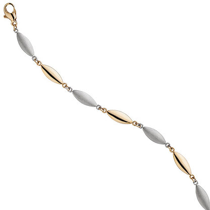 Armband 585 Gold Gelbgold Weißgold bicolor matt 19 5 cm Goldarmband