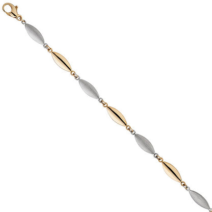 Armband 585 Gold Gelbgold Weißgold bicolor matt 19 5 cm Goldarmband