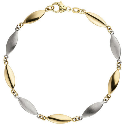 Armband 585 Gold Gelbgold Weißgold bicolor matt 19 5 cm Goldarmband