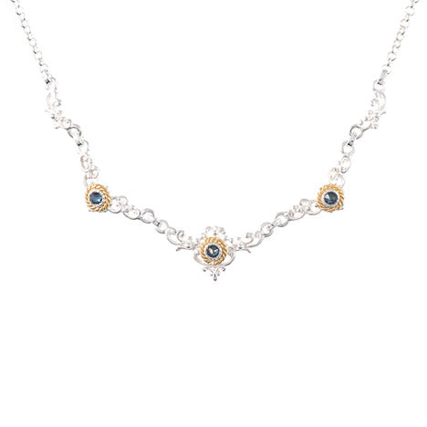 Collier 925 Silber Trachtenschmuck Zirkonia blau
