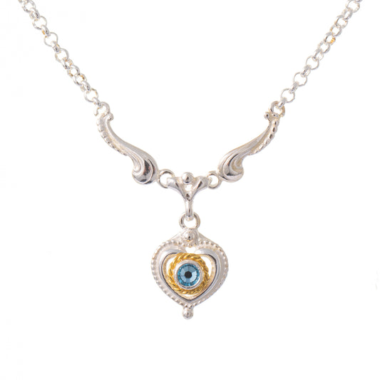 Collier 925 Silber Trachtenschmuck Zirkonia hellblau