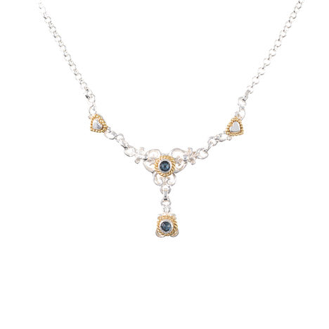 Collier 925 Silber Trachtenschmuck Zirkonia blau