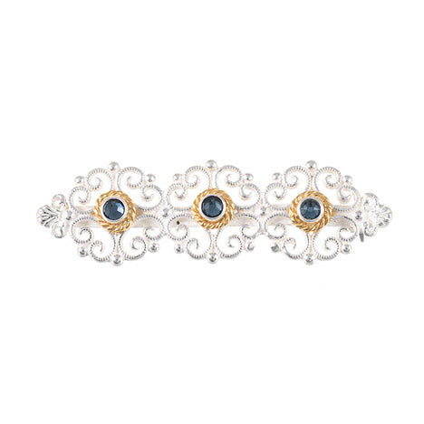 Brosche 925 Silber Trachtenschmuck Zirkonia blau