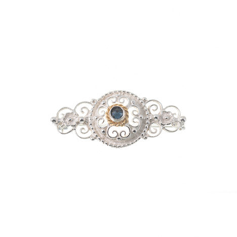 Brosche 925 Silber Trachtenschmuck Zirkonia blau