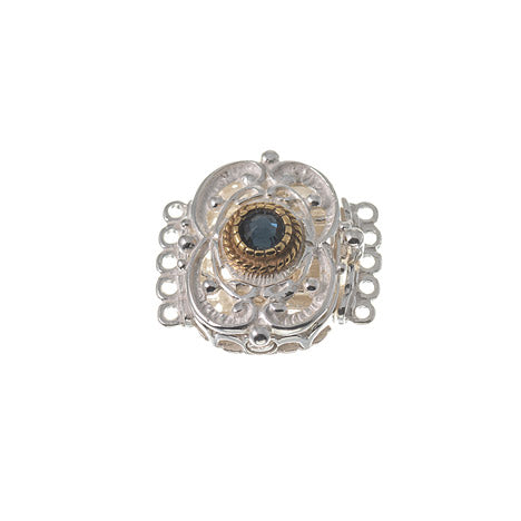 Schließe für Kropfkette 925 Silber Trachtenschmuck Zirkonia blau