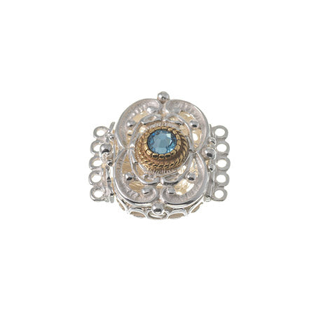 Schließe für Kropfkette 925 Silber Trachtenschmuck Zirkonia hellblau
