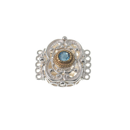 Schließe für Kropfkette 925 Silber Trachtenschmuck Zirkonia hellblau