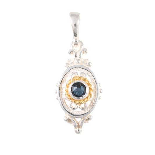 Anhänger 925 Silber Trachtenschmuck Zirkonia blau