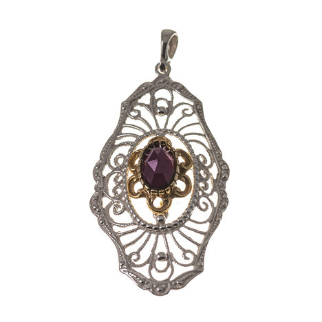 Anhänger 925 Silber Trachtenschmuck Granat
