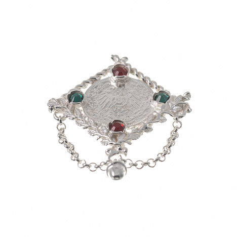 Brosche 925 Silber Trachtenschmuck Mark rot grün