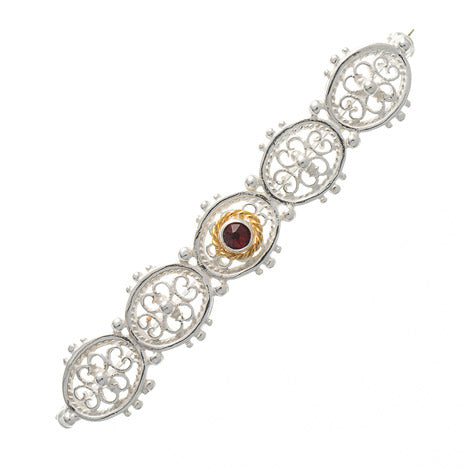 Brosche 925 Silber Trachtenschmuck Zirkonia rot