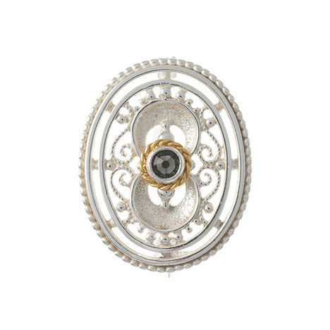Brosche 925 Silber Trachtenschmuck Zirkonia anthrazit