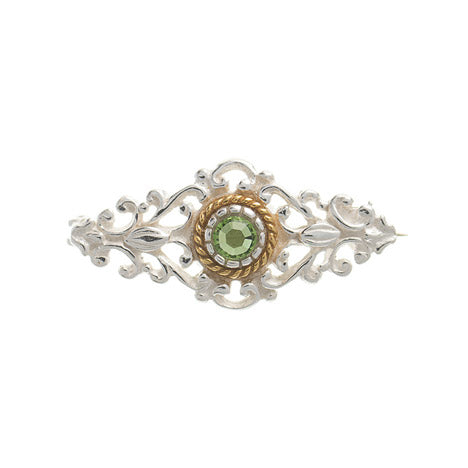 Brosche 925 Silber Trachtenschmuck Zirkonia hellgrün