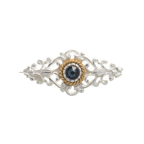 Brosche 925 Silber Trachtenschmuck Zirkonia blau