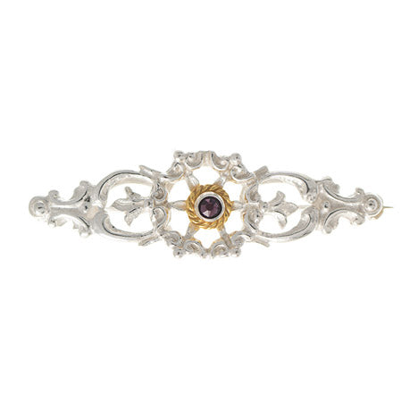 Brosche 925 Silber Trachtenschmuck Zirkonia lila